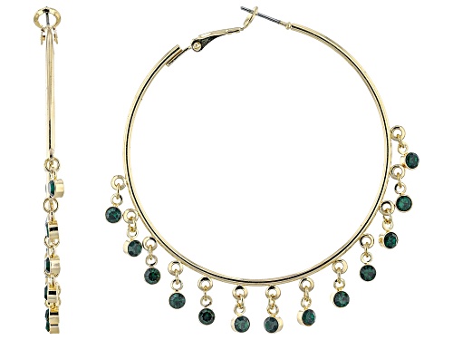 Pre-Owned Off Park® Collection Blue, White, Green &; Pink Crystal Gold Tone Hoop Earrings Set of 4