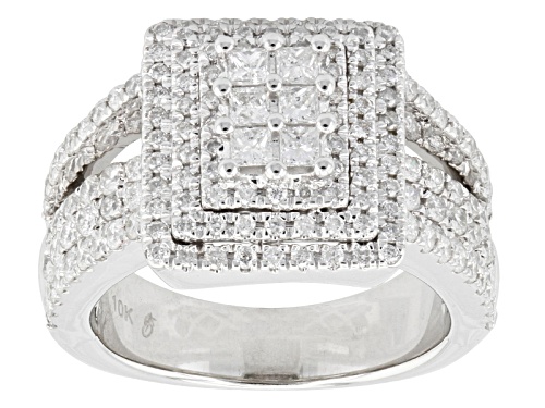 Pre-Owned 2.00ctw Round & Princess Cut Diamonds 10k White Gold Ring With Matching Diamond Bands - Size 6