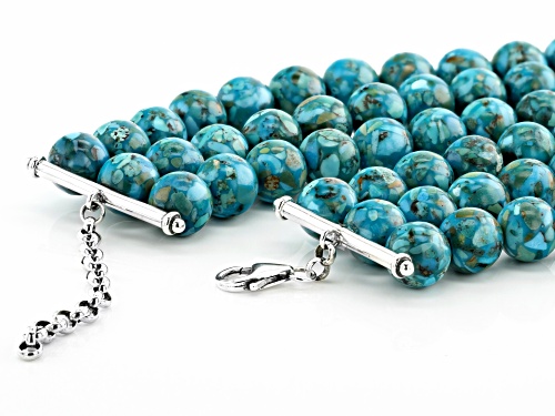 Pre-Owned Southwest Style By JTV™ Turquoise Enhancer/Pendant & Convertible 3-Strand Bead Necklace/Br