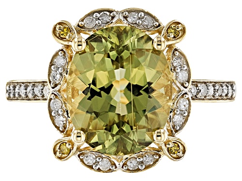 Pre-Owned 3.33ct Oval Turkish Diaspore With .18ctw Round White & .04ctw Yellow Diamond Accent 14k Go - Size 6