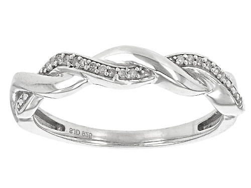 0.50ctw Baguette And Round White Diamond Rhodium Over Sterling Silver Set of 3 Band Rings - Size 6
