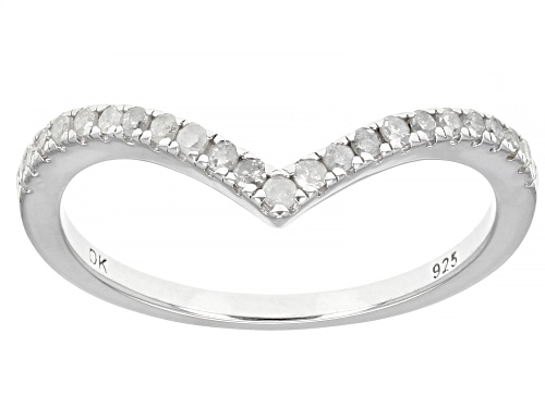 0.65ctw Round White Diamond Rhodium Over Sterling Silver Stackable Floral Ring Set - Size 5
