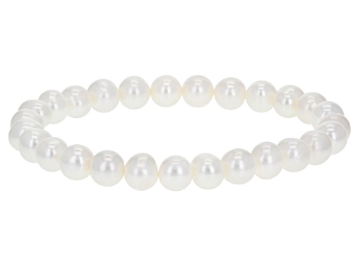 7-8mm Multi-color Cultured Freshwater Pearl Stretch Bracelet & Rhodium Over Silver Earrings Set of 3