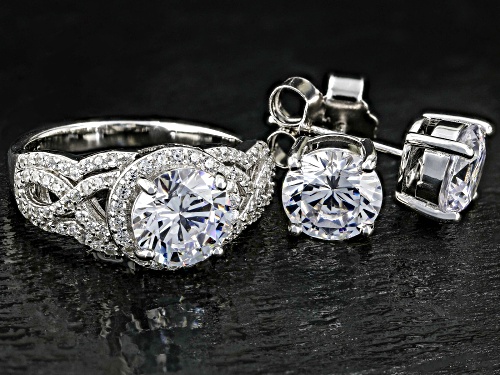 Bella Luce® 11.29ctw Rhodium Over Sterling Silver Ring and Earrings