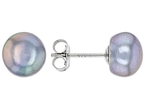 9-10mm Multi-Color Cultured Freshwater Pearl Rhodium Over Sterling Silver Stud Earrings Set of 5