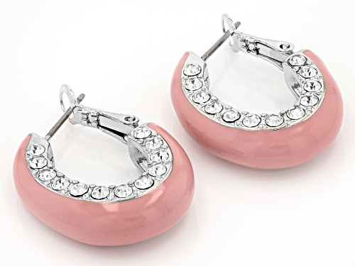 Off Park® Collection, Crystal & Multi-Color Enamel Silver Tone Set of 5 Hoop Earrings