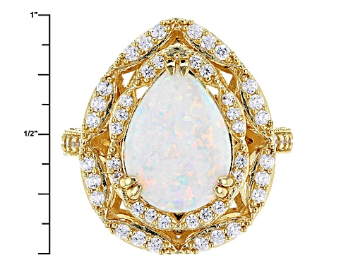 Pre-Owned Vanna K ™ For Bella Luce ® 2.66ctw White Opal & White Diamond Simulnts Eterno ™ Yellow Rin - Size 10