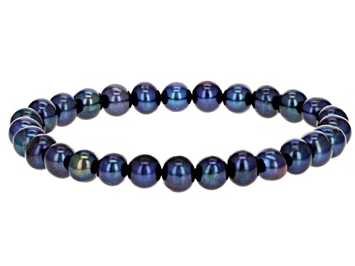 7-8mm Multi-color Cultured Freshwater Pearl Stretch Bracelet & Rhodium Over Silver Earrings Set of 3
