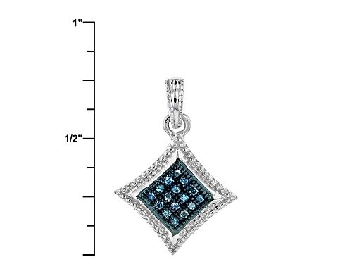 .40ctw Round Blue Diamond Rhodium Over Sterling Silver Jewelry Set