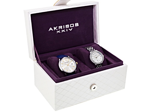 Akribos Ladies, Silver Tone Watch Set Of 2