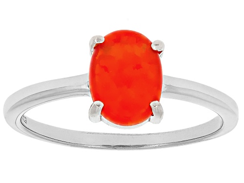 8x6mm Lab Created Multi Color Opal Rhodium Over Sterling Silver Set of 7 Rings with Box - Size 8