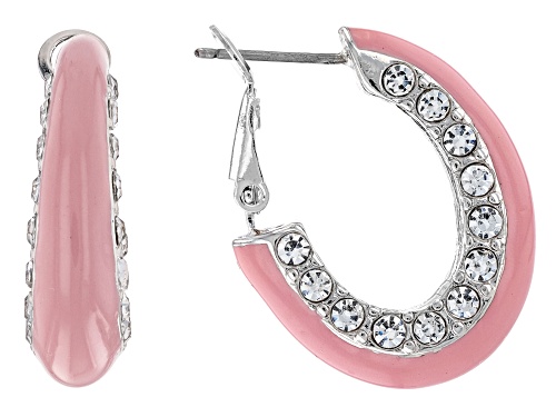 Off Park® Collection, Crystal & Multi-Color Enamel Silver Tone Set of 5 Hoop Earrings