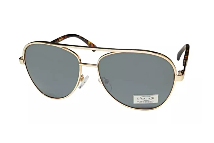 Oscar by Oscar de la Renta Gold Frame Green Lens Aviator Sunglasses JTV Auctions