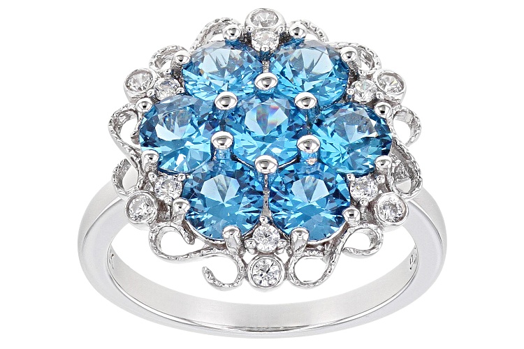 Bella Luce ® 3.05ctw Lab Blue Spinel and White Diamond Simulant Rhodium ...