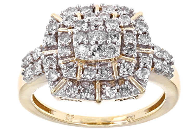 1.00ctw Round White Diamond 10k Yellow Gold Ring - Size 7 | JTV Auctions