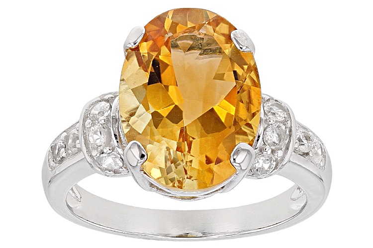 4.25ct Oval Brazilian Citrine With .60ctw Round White Zircon Sterling ...