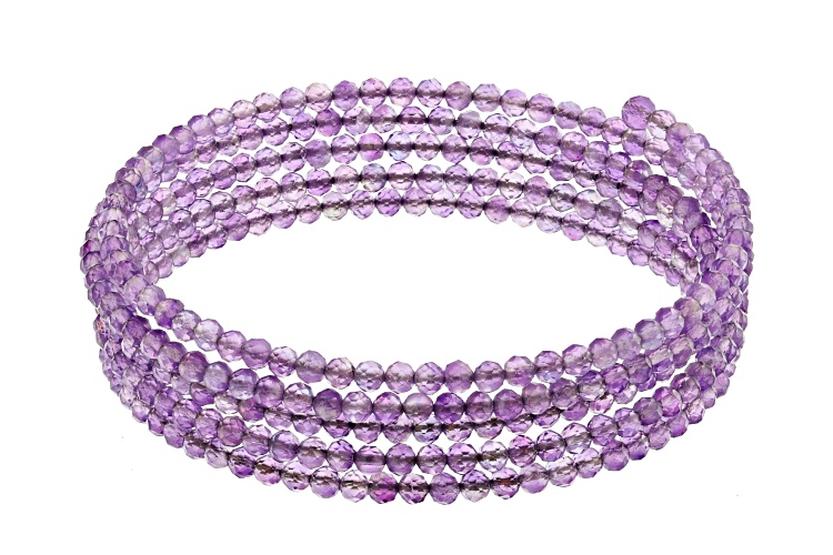 24mm Rondelle Amethyst Stainless Steel Adjustable Wrap Bracelet JTV