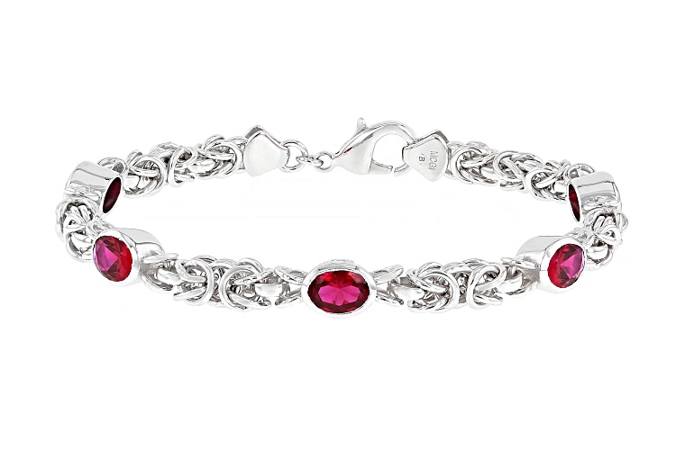 6.38ctw Oval Lab Created Ruby Rhodium Over Brass Byzantine