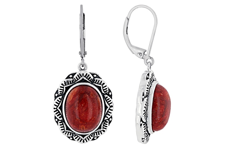 Silver Red Sponge Coral Earrings  Silver Jewellery Sales
