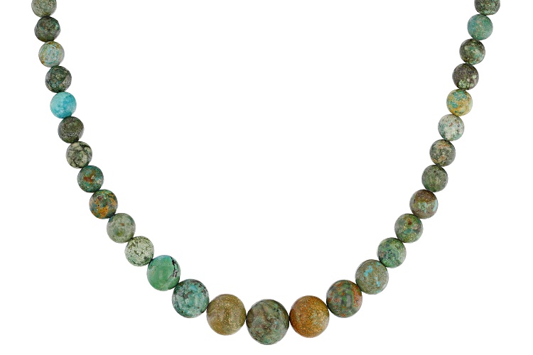 Tehya Oyama Turquoise 5 12mm Blue And Green Graduated Kingman Turquoise Bead Silver Necklace Size 18 JTV Auctions