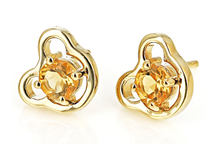 42ctw Round Brazilian Citrine 18k Yellow Gold Over Silver
