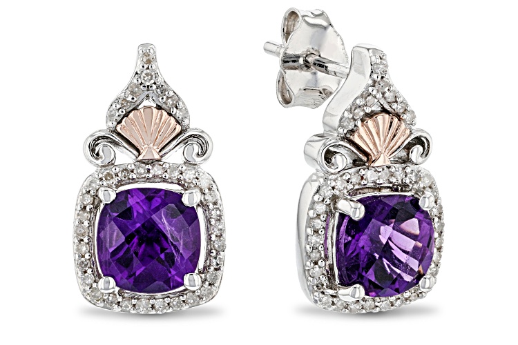 Enchanted Disney Fine Jewelry Ariel Earrings Amethyst & White Diamond ...