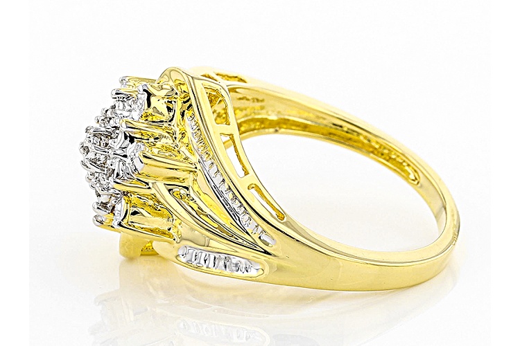 Emulous™ .10ctw Diamond 14k Yellow Gold Over Brass Ring Size 7 JTV Auctions