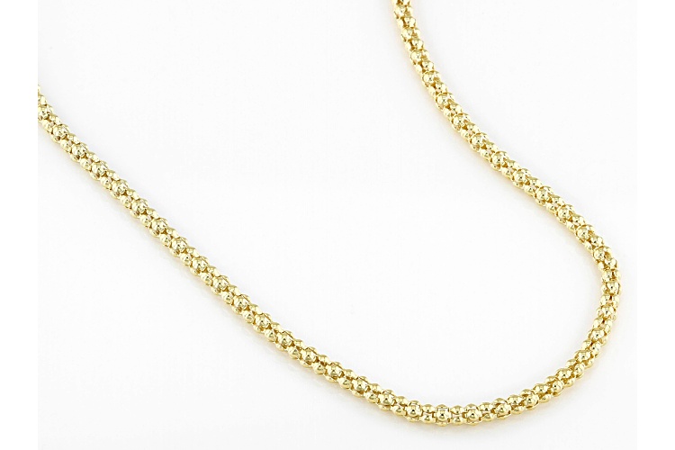 14K Yellow Gold Popcorn 24 Inch Chain 