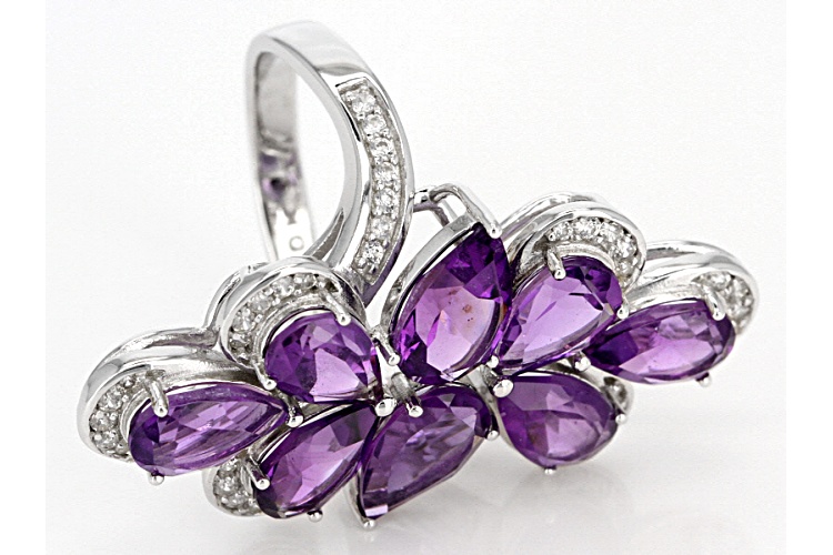6.41ctw Pear Shape African Amethyst And .39ctw Round White Zircon ...