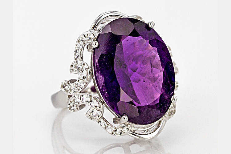 14.03ct Oval African Amethyst With .74ctw Round White Topaz Sterling ...