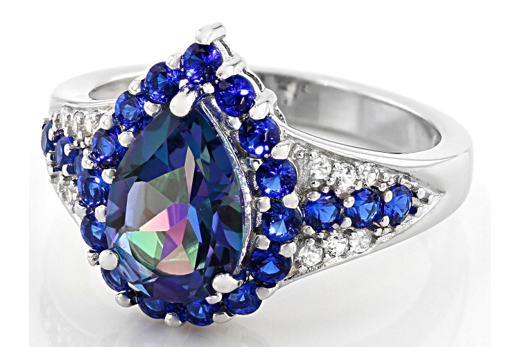 1.24ct Blue Petalite, .94ctw Lab Created Blue Spinel & .17ctw White