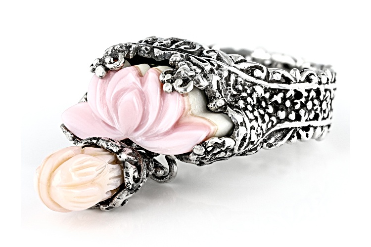 Artisan Collection of Bali™ Carved Pink Conch Shell Silver Lily 