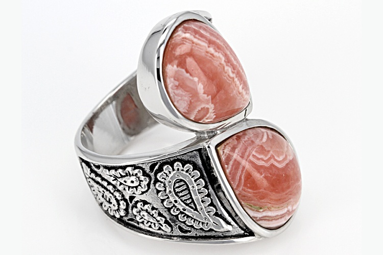 Southwest Style By Jtv™ 15x11mm Pear Shape Rhodochrosite Silver Paisley
