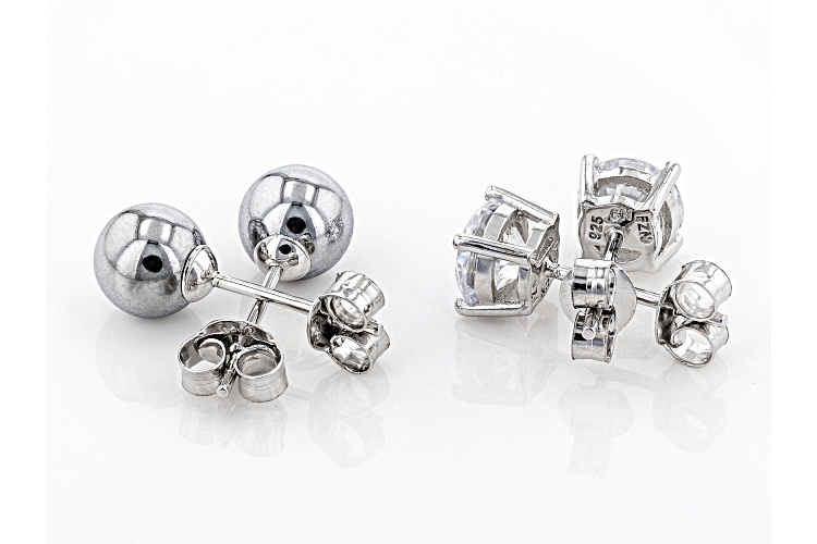 Bella Luce® 2.72ctw White Diamond Simulant and Hematine Stud Earrings ...