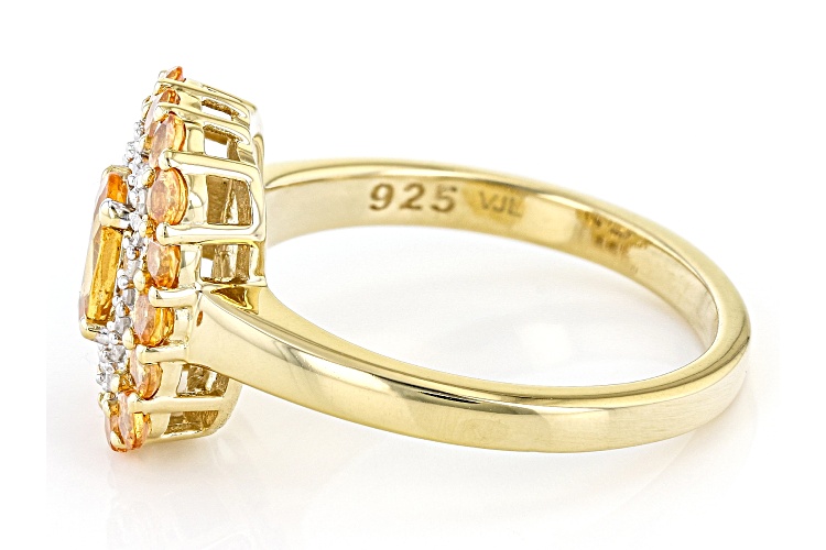 1.09ctw Mandarin Garnet With 0.10 White Diamond 18k Yellow