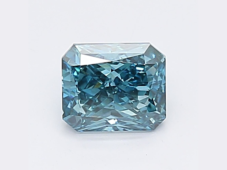 0.81ct Vivid Greenish Blue Radiant Cut Lab-Grown Diamond SI2 Clarity IGI Certified