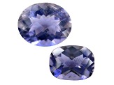 Iolite Oval and Cushion Checkerboard Cut Set of 2 4.61ctw
