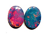Opal on Ironstone 8x6mm Oval Doublet Set of 2 1.60ctw