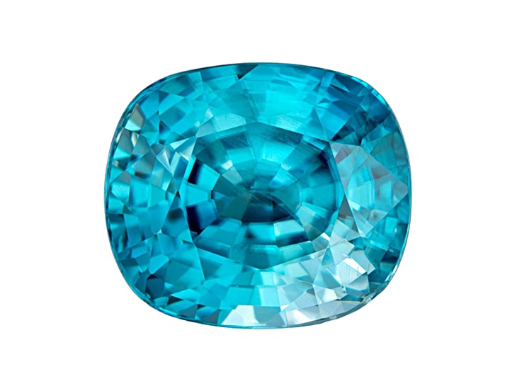 Blue Zircon 9x7.8mm Cushion 4.48ct