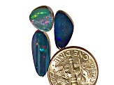Opal on Ironstone Free-Form Doublet Set of 3 4.40ctw