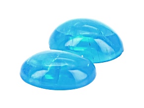Blue Apatite 6x4mm Oval Cabochon Matched Pair 0.88ctw