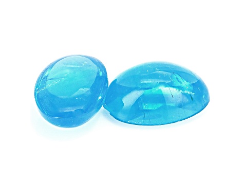 Blue Apatite 6x4mm Oval Cabochon Matched Pair 0.88ctw