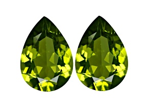 Peridot 9.87x7.01mm Pear Shape Matched Pair 4.09ctw