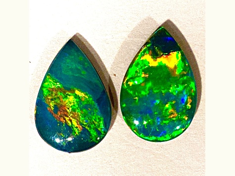 Opal on Ironstone 9x6mm Oval Doublet Set of 2 1.55ctw