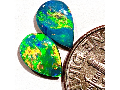 Opal on Ironstone 9x6mm Oval Doublet Set of 2 1.55ctw