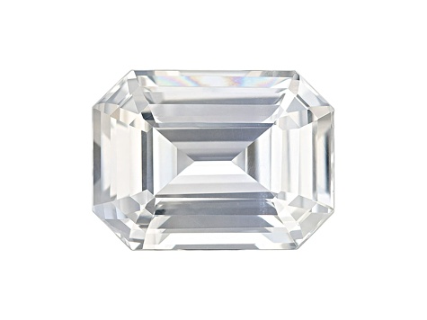 White Sapphire Loose Gemstone Unheated 12.56x9.35mm Emerald Cut 7.11ct