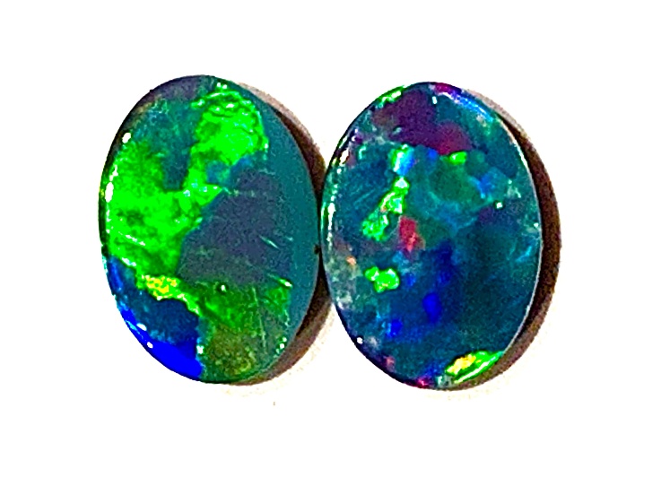 Opal on Ironstone 7x5mm Oval Doublet Set of 2 0.89ctw