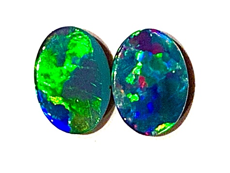 Opal on Ironstone 7x5mm Oval Doublet Set of 2 0.89ctw