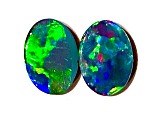 Opal on Ironstone 7x5mm Oval Doublet Set of 2 0.89ctw