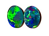 Opal on Ironstone 7x5mm Oval Doublet Set of 2 0.89ctw